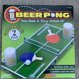 Party Hard Beer Pong Adult Drinking Game Table Top Set *Please Drink Responsibly